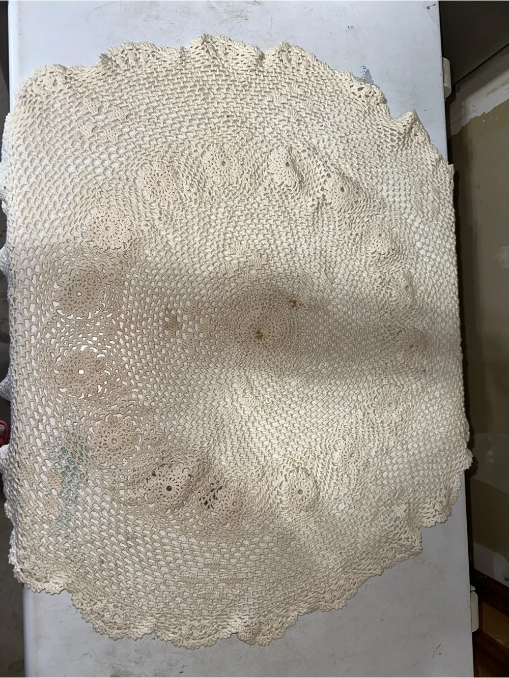 Vintage Handmade Cream Cotton Crocheted Doily